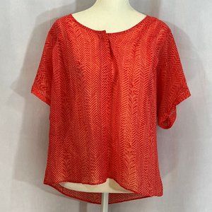 Maeve Anthropologie Orange Animal Print 100% Silk Short Sleeve Blouse Si…